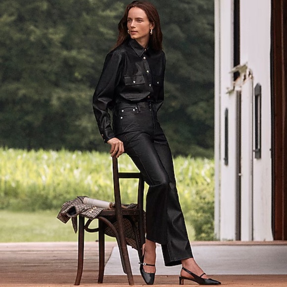 J.Crew Slim wide-leg pant in faux leather - Picture 3 of 15